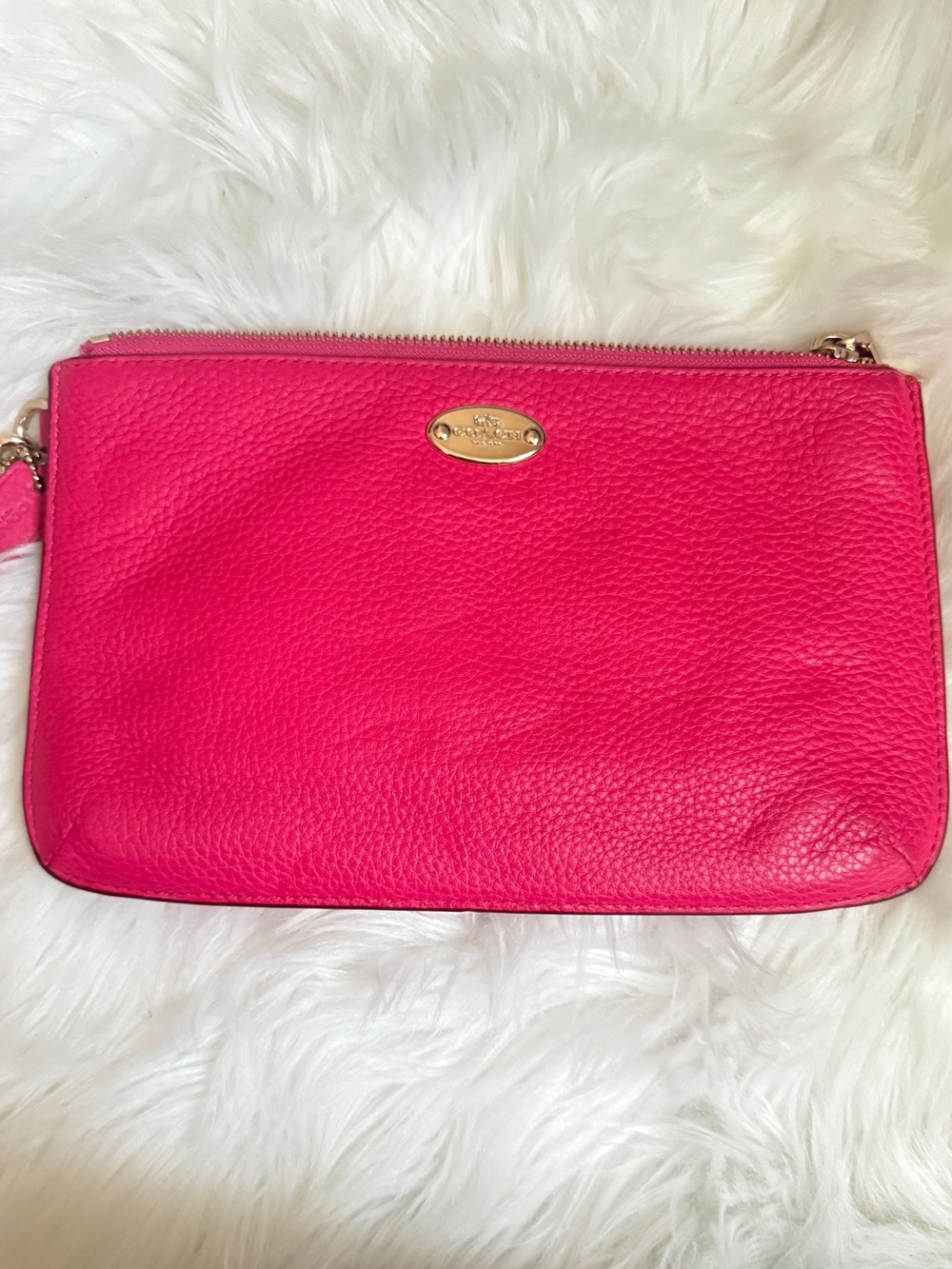 Coach Hot Pink Pebbled Leather Wristlet